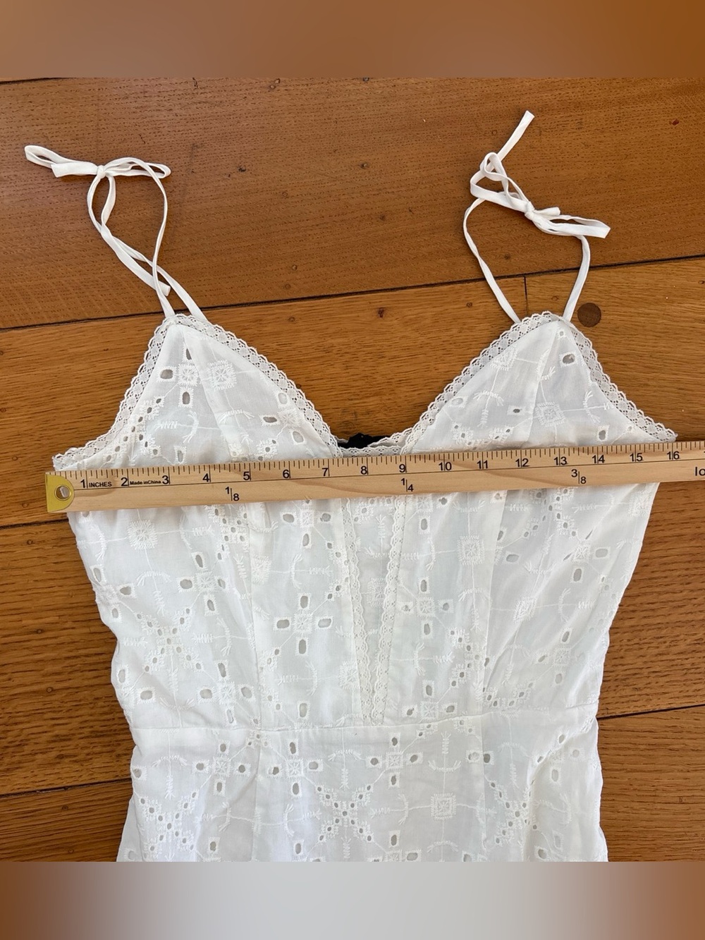 PAIGE White Eyelet Dress with Lace Trim - Picture 5 of 10